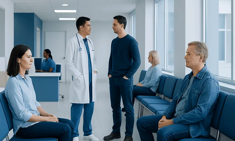 Treatment in Turkey vs at Home: How to Compare Total Cost 10 Medical consultation at Acibadem Hospital with doctor and patients.