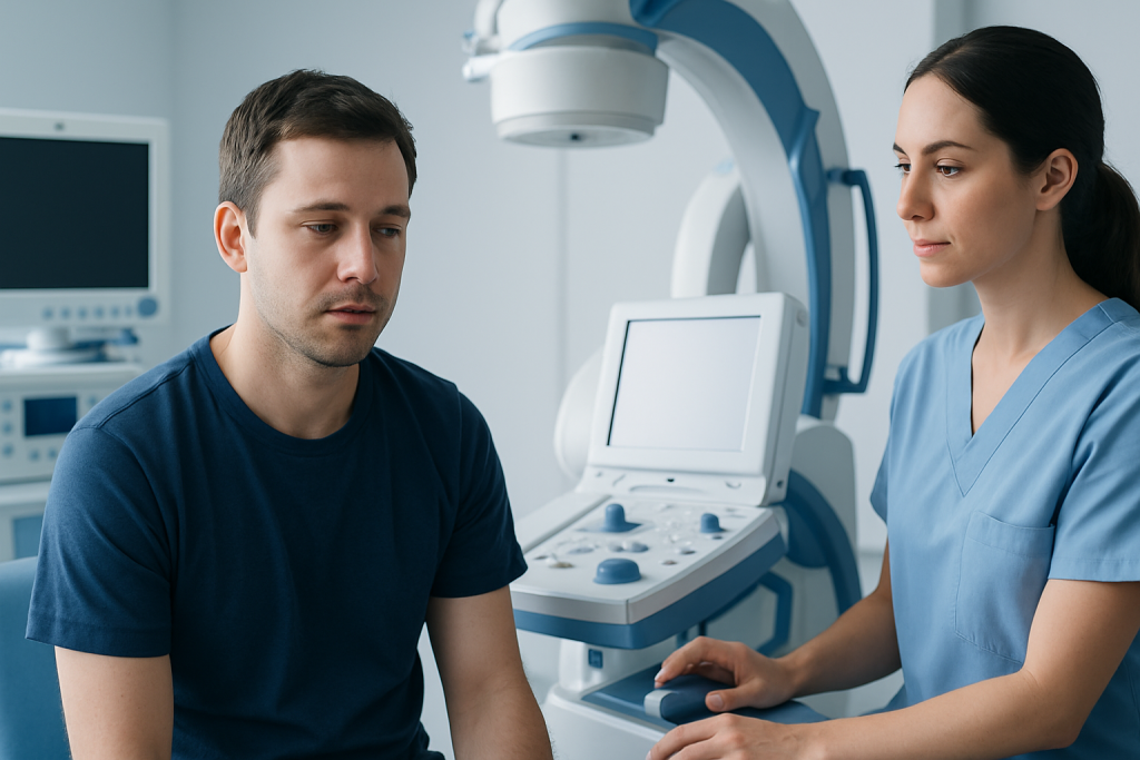 Patient undergoing MRI scan at Acibadem Hospital for neurological assessment.