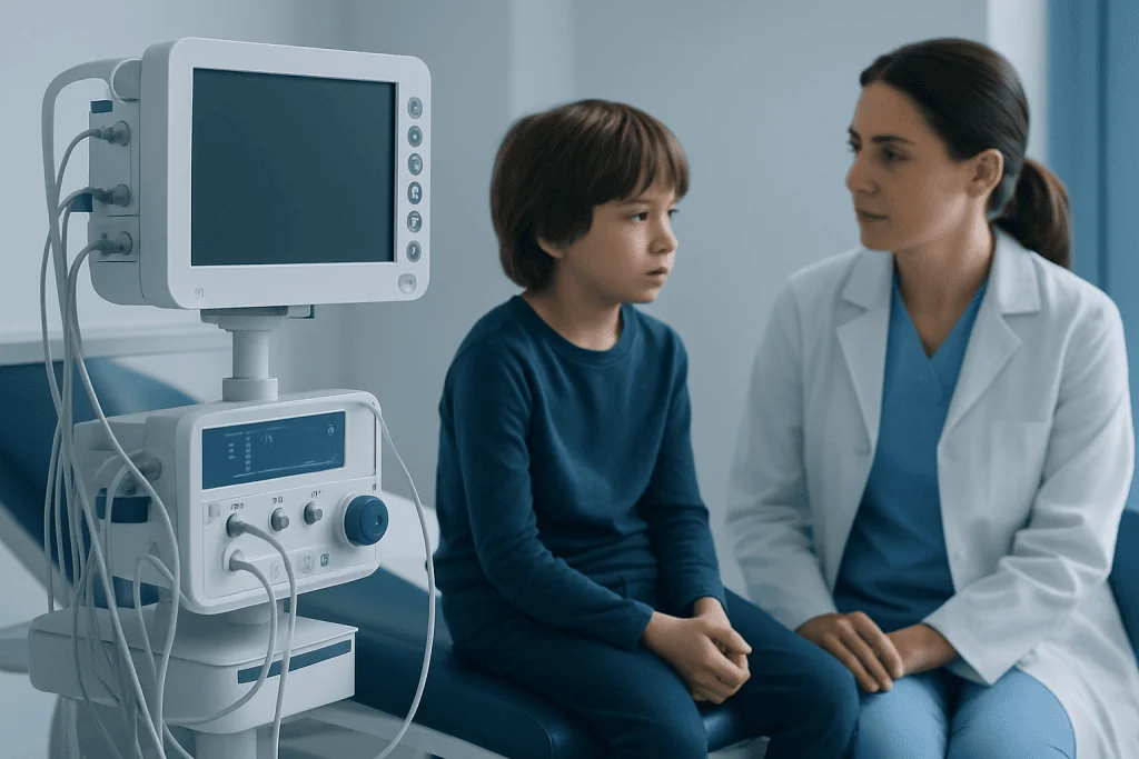 Anxiety in Children: Early Signs, Triggers, and When to Seek Help 1 Child undergoing medical examination with doctor in hospital setting.