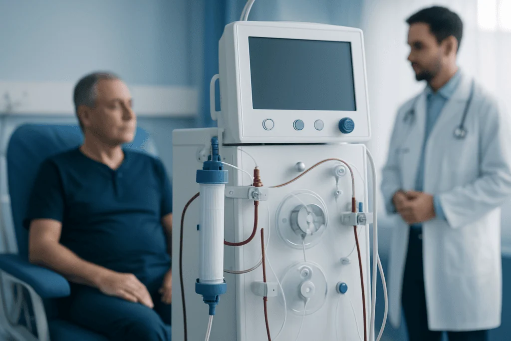 Patient undergoing dialysis treatment at Acibadem Hospital.