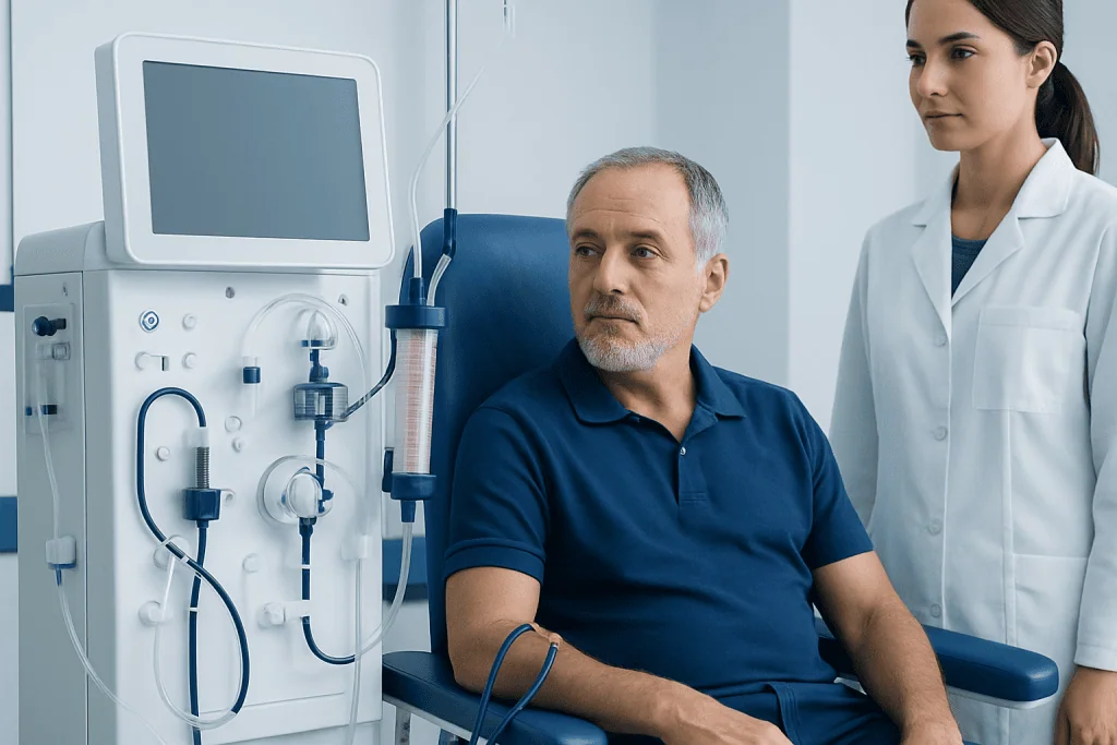 Patient undergoing dialysis treatment at Acibadem Hospitals Group.