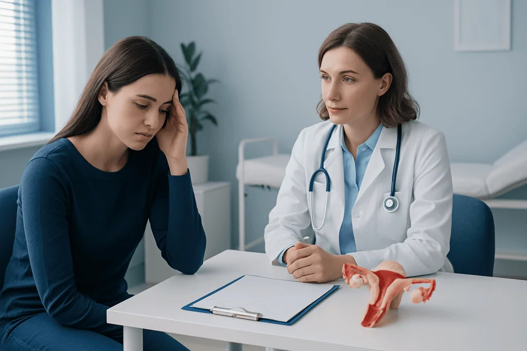 Doctor consulting with patient about reproductive health options at Acibadem Hospital.