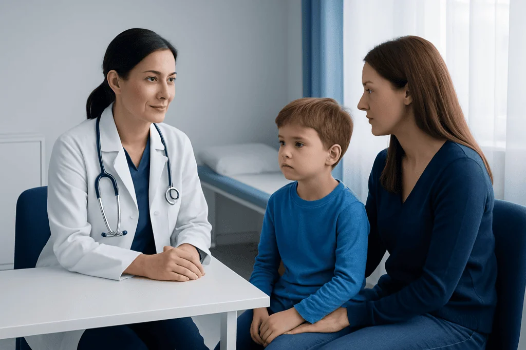 Pediatric consultation at Acibadem Hospital for growth delay assessment.