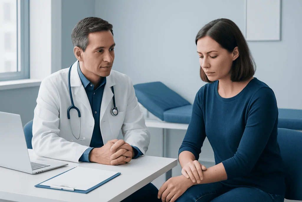 Medical consultation with doctor and patient at Acibadem Hospitals Group.
