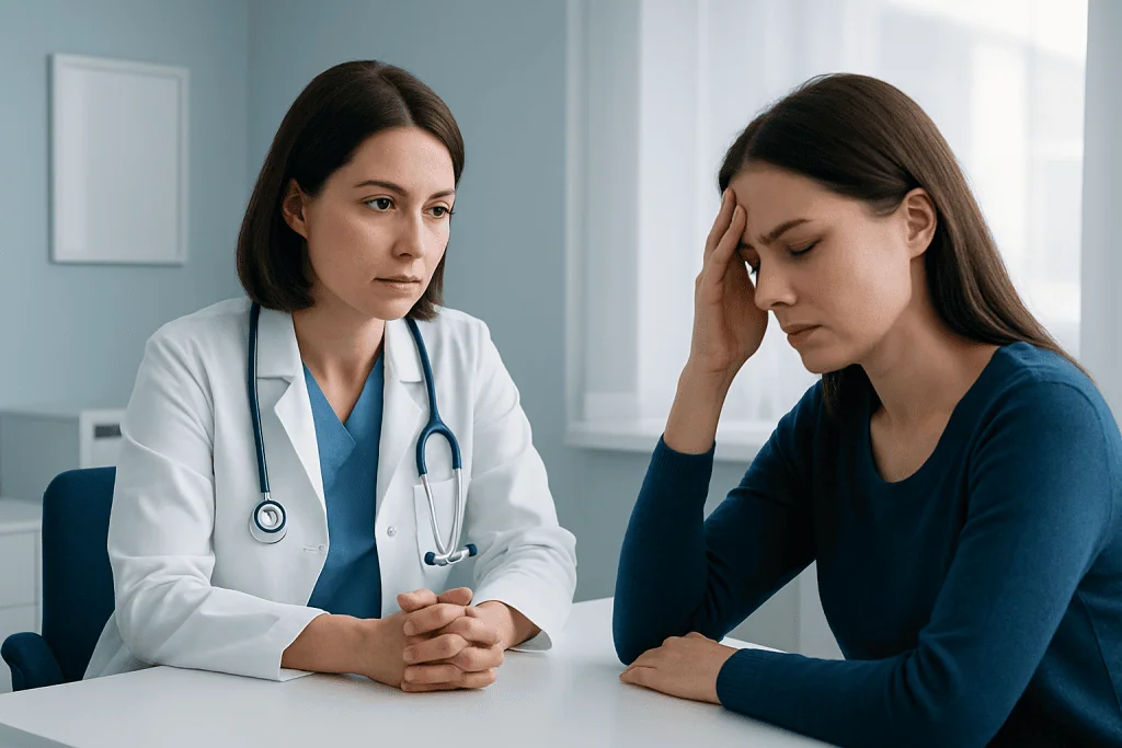 Doctor consulting with a patient about brain health and treatment options.