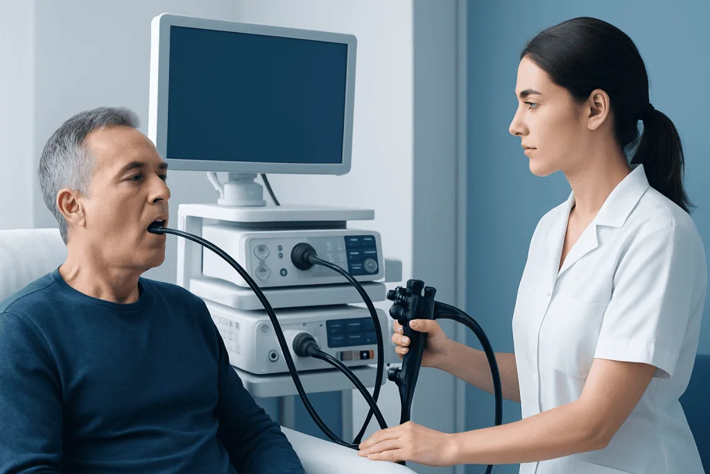 Endoscopy procedure for esophageal examination at Acibadem Hospital.