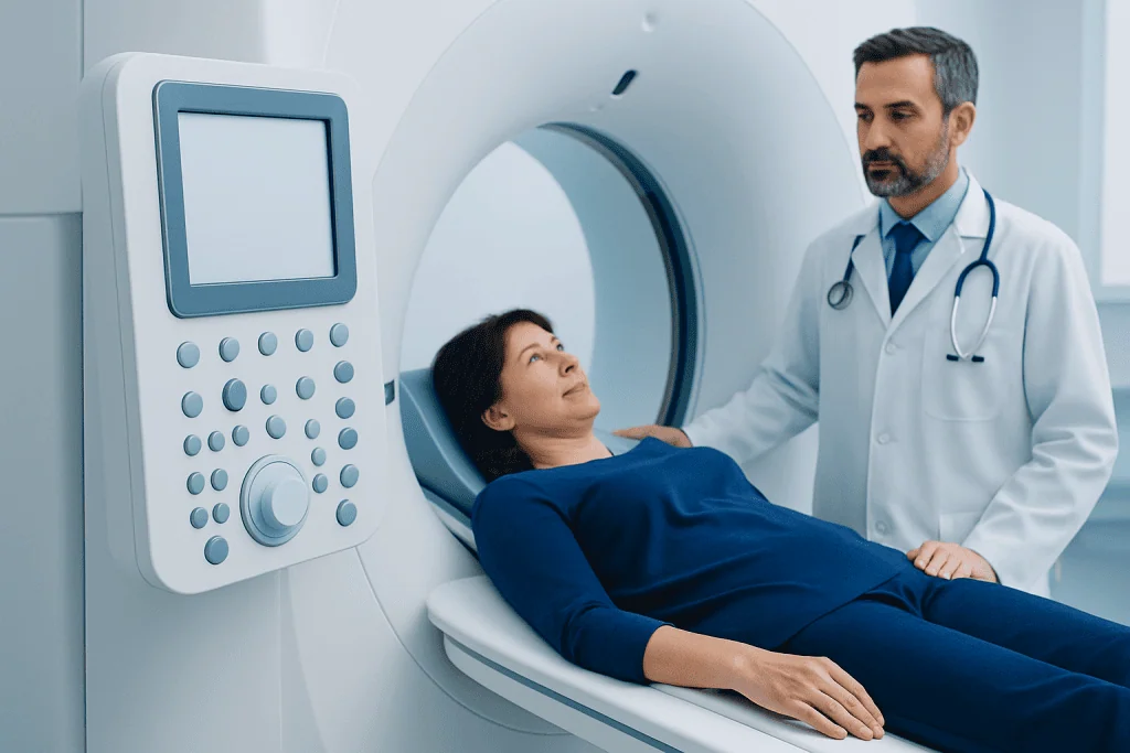Patient undergoing MRI scan at Acibadem Hospital for bone metastases evaluation.