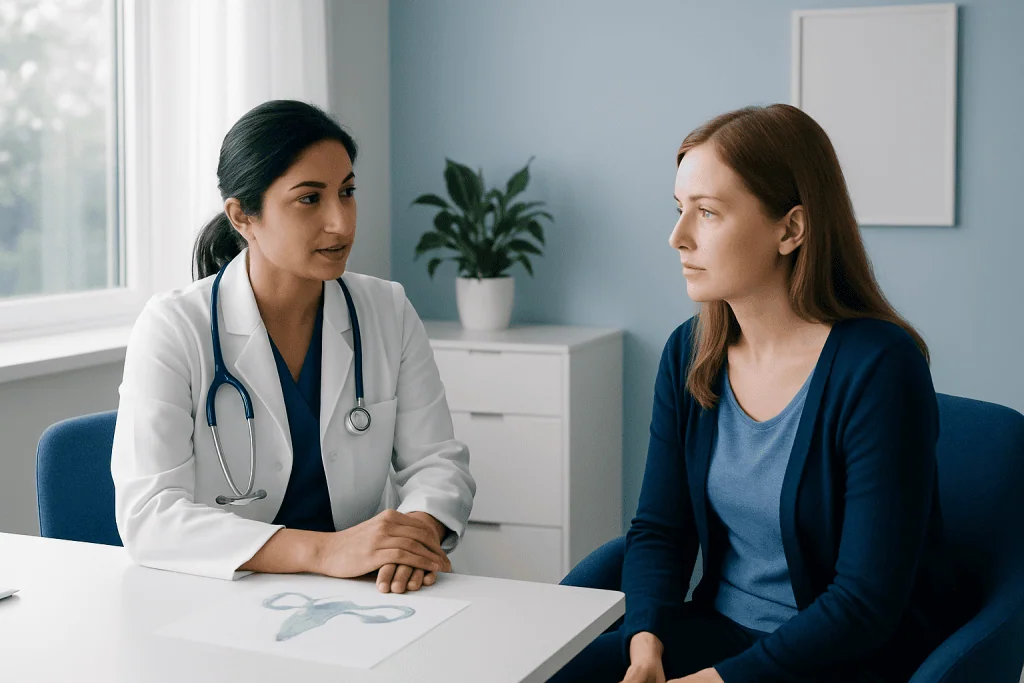 Doctor consulting with a patient about fertility and ovarian reserve.