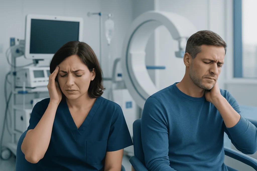 Patients experiencing headache symptoms in a medical setting at Acibadem Hospitals.