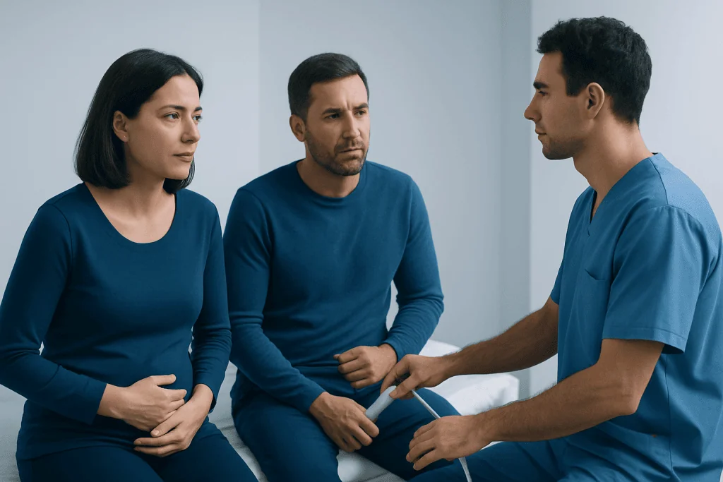Doctor consulting with patients about gastrointestinal health.
