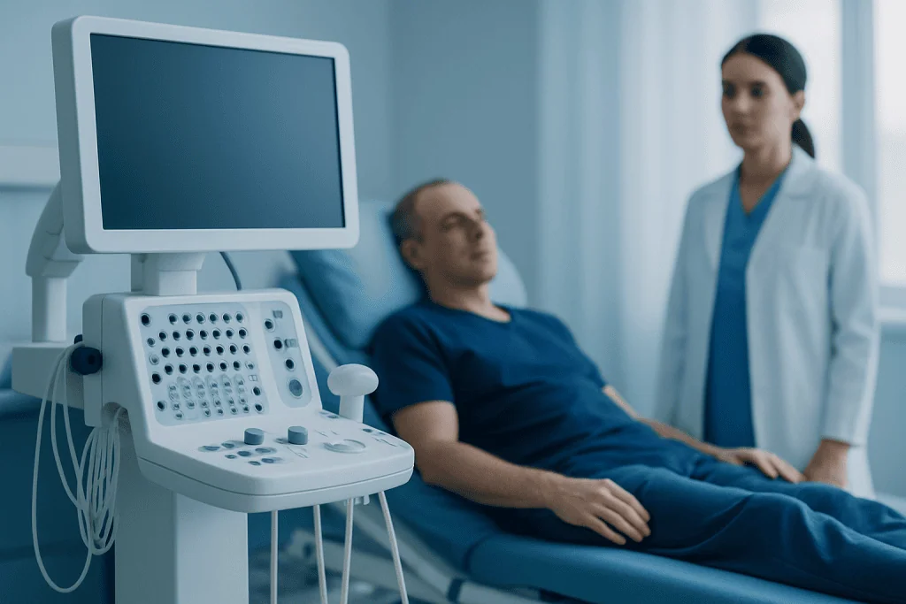 Patient undergoing neurological examination in hospital setting.