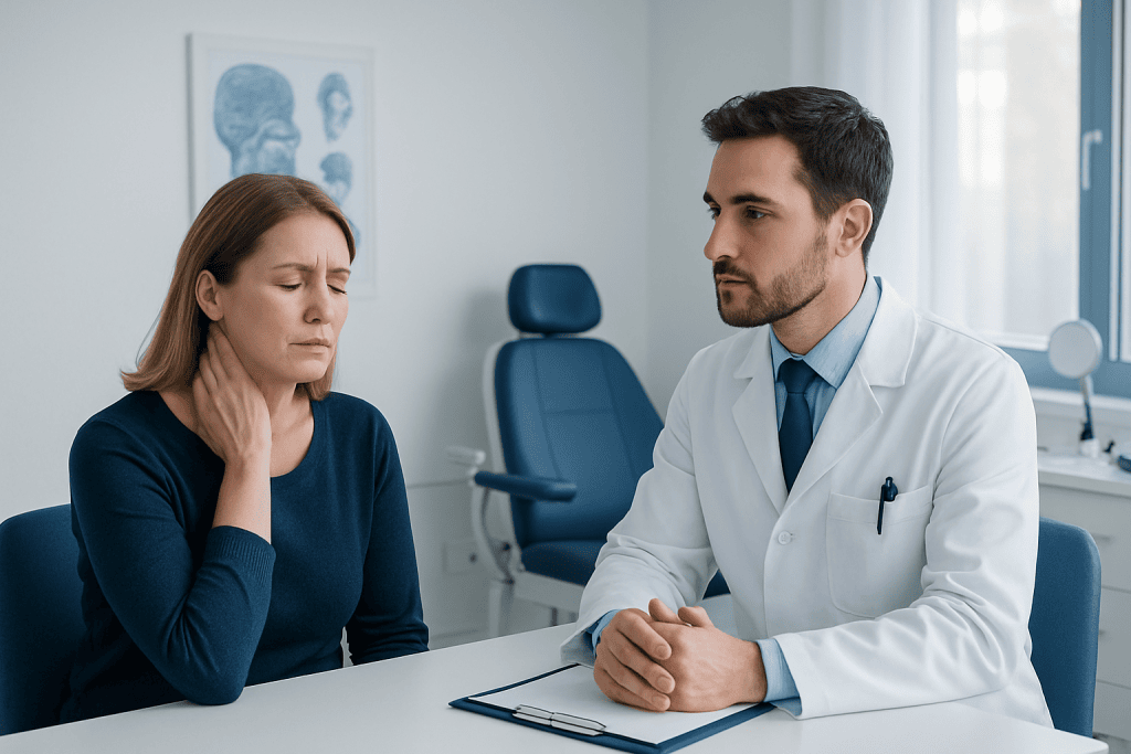 Doctor consulting with a patient in a medical office.