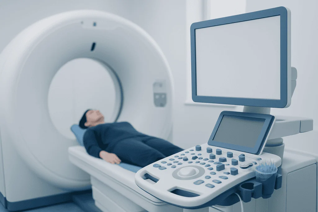 Patient undergoing MRI scan at Acibadem Hospital in Turkey.