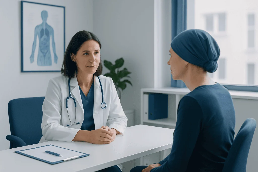 Doctor consulting with a patient in a medical office at Acibadem Hospitals Group.