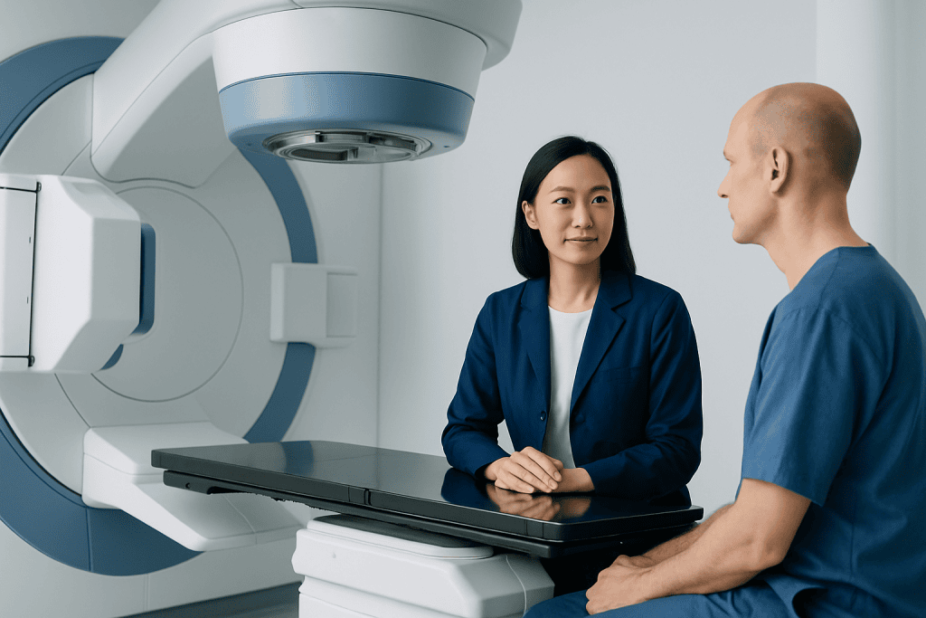 Medical professional and patient during an MRI scan at Acibadem Hospitals.