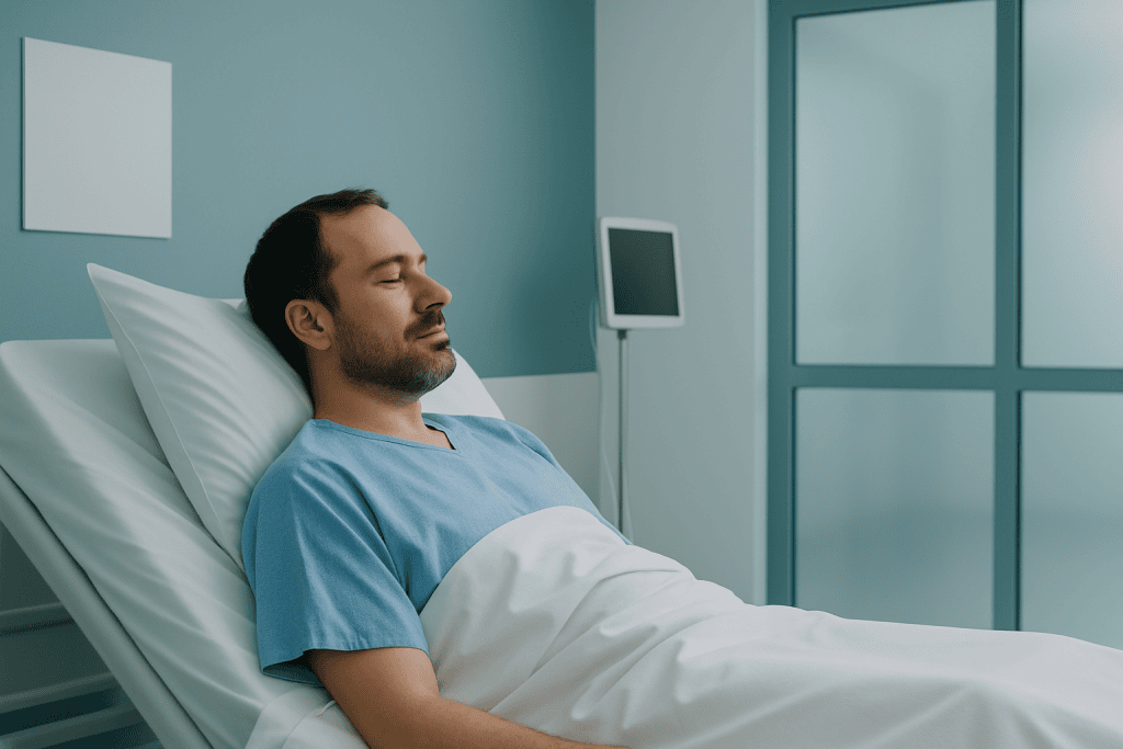 What Happens to the Brain During Neurological Recovery Post-Trauma? 1 Patient resting in hospital bed after neurological treatment at Acibadem Hospital.