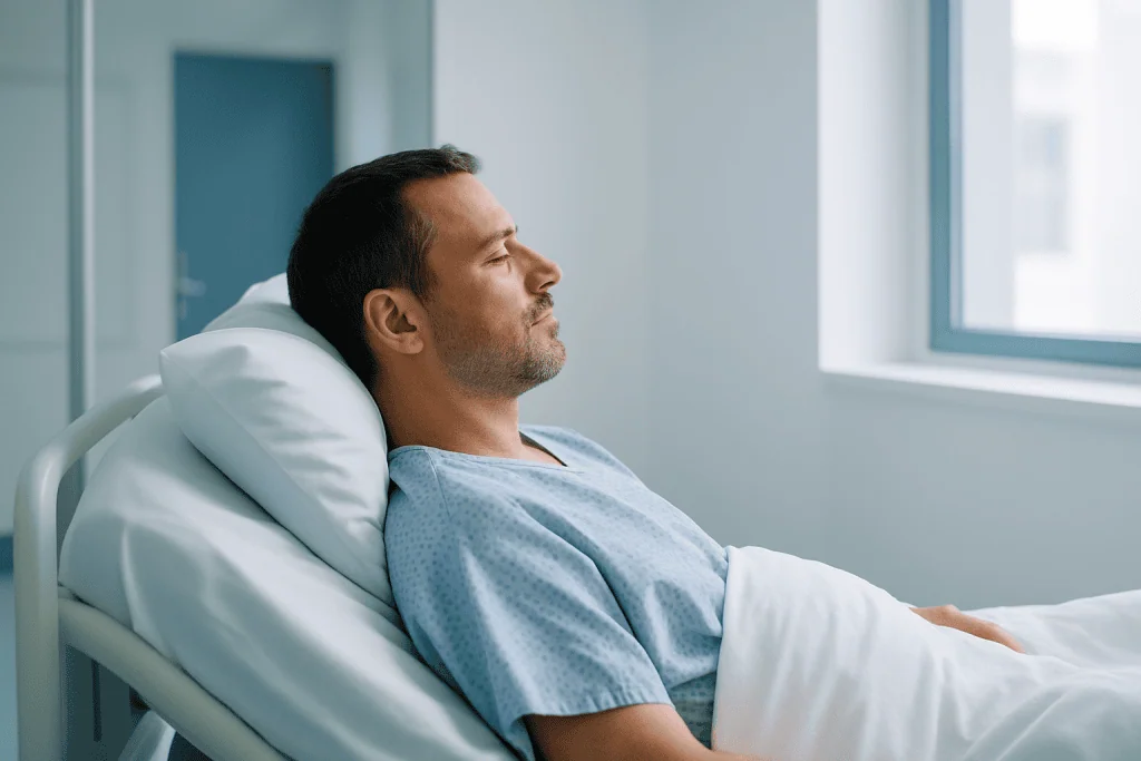 What is Atrial Fibrillation? Causes, Symptoms & Treatment Options 1 Patient resting in hospital bed with head elevated, in a hospital room.