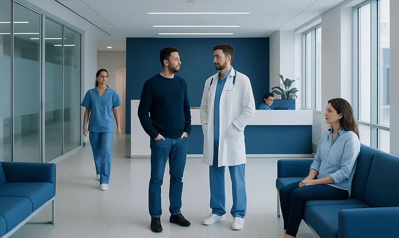 Treatment Package in Turkey: What Is Usually Included 11 Doctors and patients in a modern hospital waiting area.
