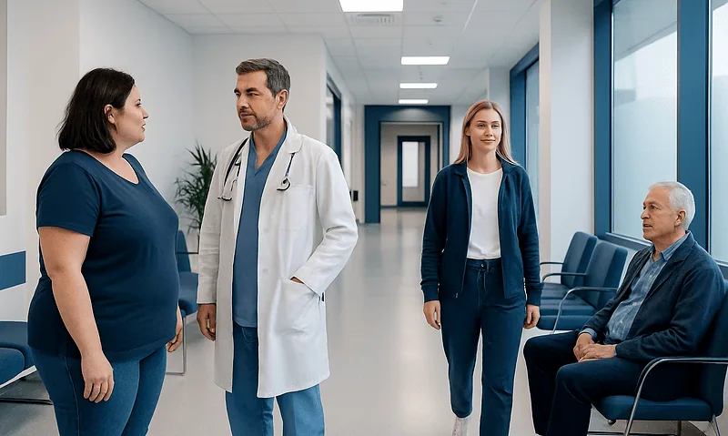 Medical consultation at Acibadem Hospital with healthcare professionals and patient.