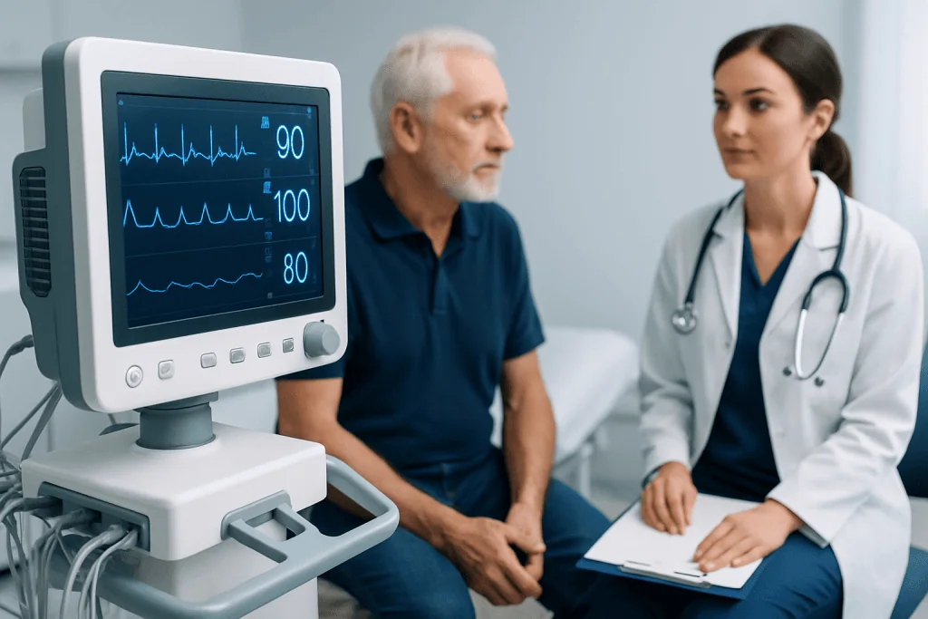 Patient undergoing vital signs monitoring at Acibadem Hospital in Turkey.