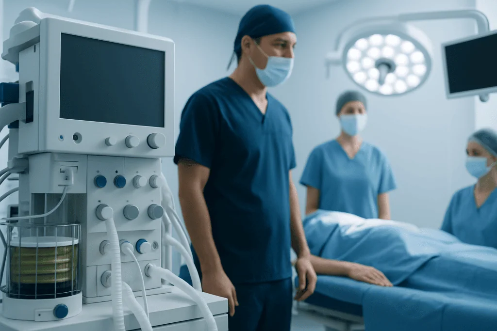 Medical team preparing for coronary bypass surgery in an operating room.
