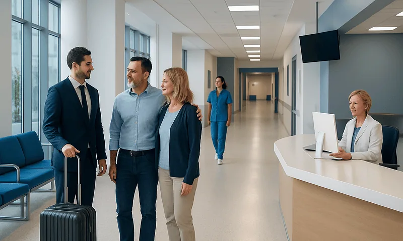 Patients arriving at Acibadem Hospital in Turkey for medical treatment.