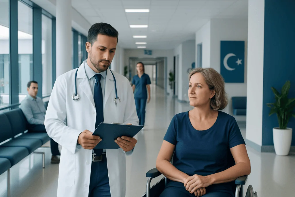 Medical Consent Forms in Turkey: What International Patients Need to Understand 1 Doctor consulting a female patient in a hospital corridor.