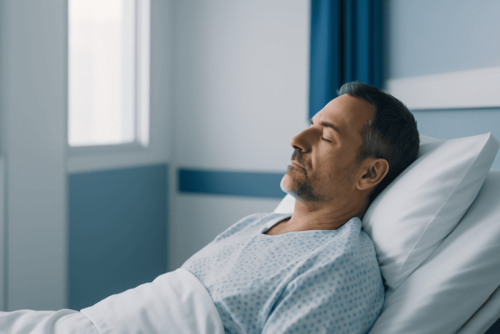What New Technology Means for Brain Tumor Surgery for American Patients 1 Patient resting in hospital bed after brain tumor surgery at Acibadem Hospital.