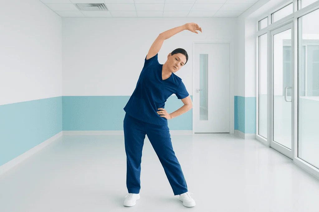 What Patients Often Learn After Starting Robotic Heart Surgery for American Patients 1 Healthcare professional stretching in a hospital corridor.