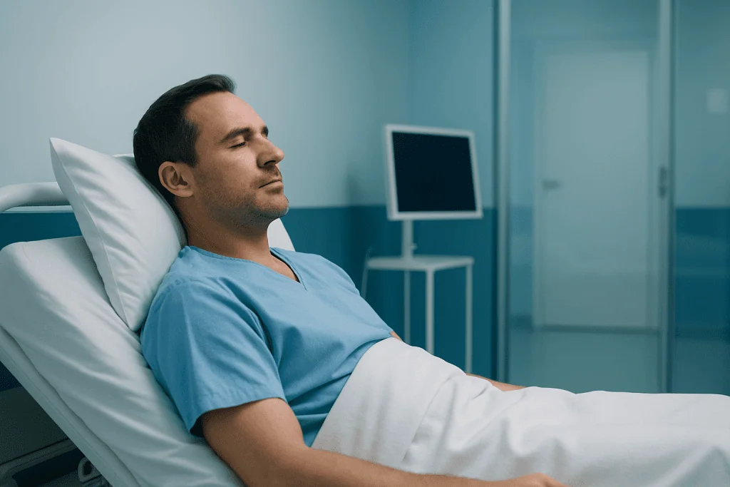What Patients Say About Life After Sleep Disorder Diagnostics with Multidisciplinary Teams 1 Patient resting in hospital bed after sleep disorder diagnostics at Acibadem Hospital.