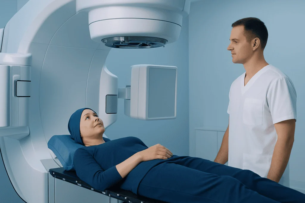 Patient undergoing MRI scan at Acibadem Hospital in Turkey.