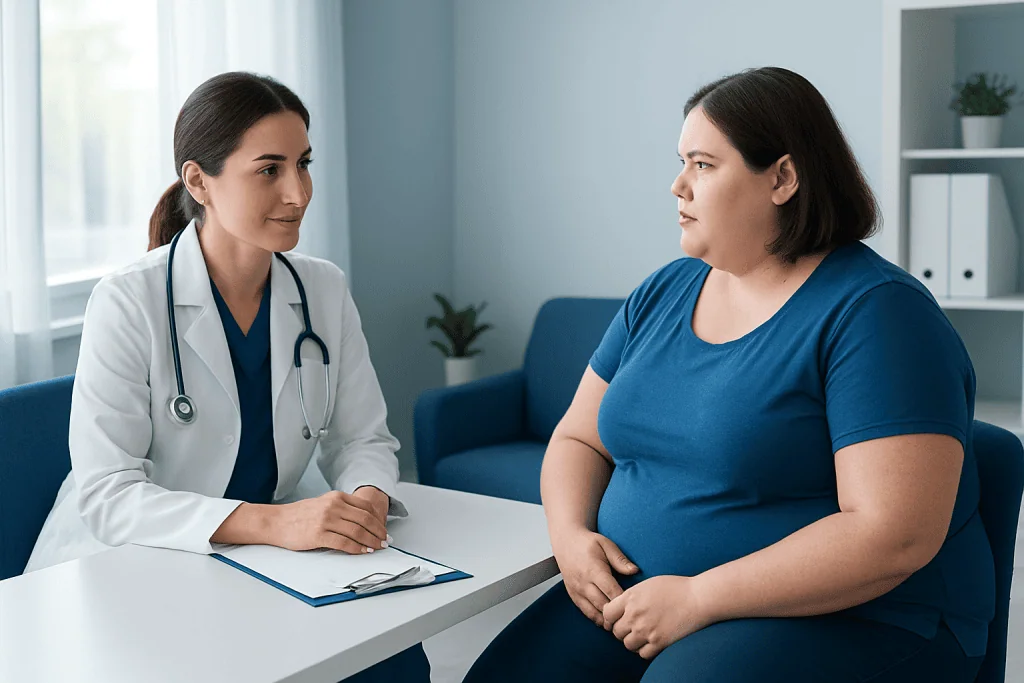 Doctor consulting with a patient in a medical office.