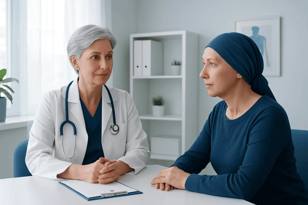 Doctor consulting with a patient in a medical office.