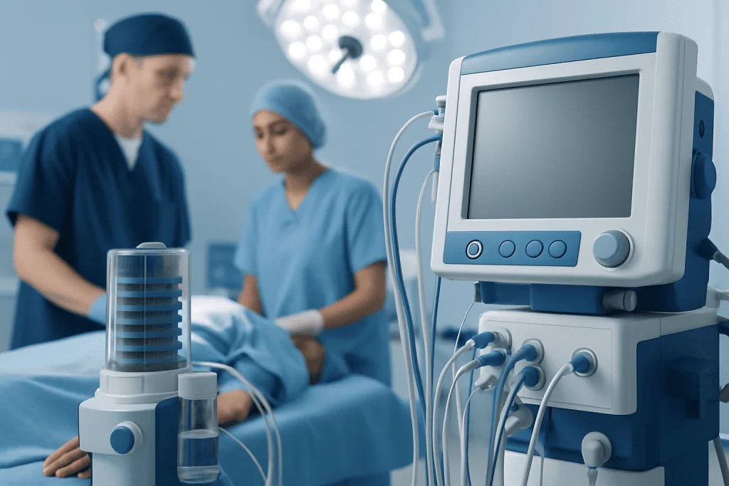 Medical team preparing for surgery in a modern operating room.