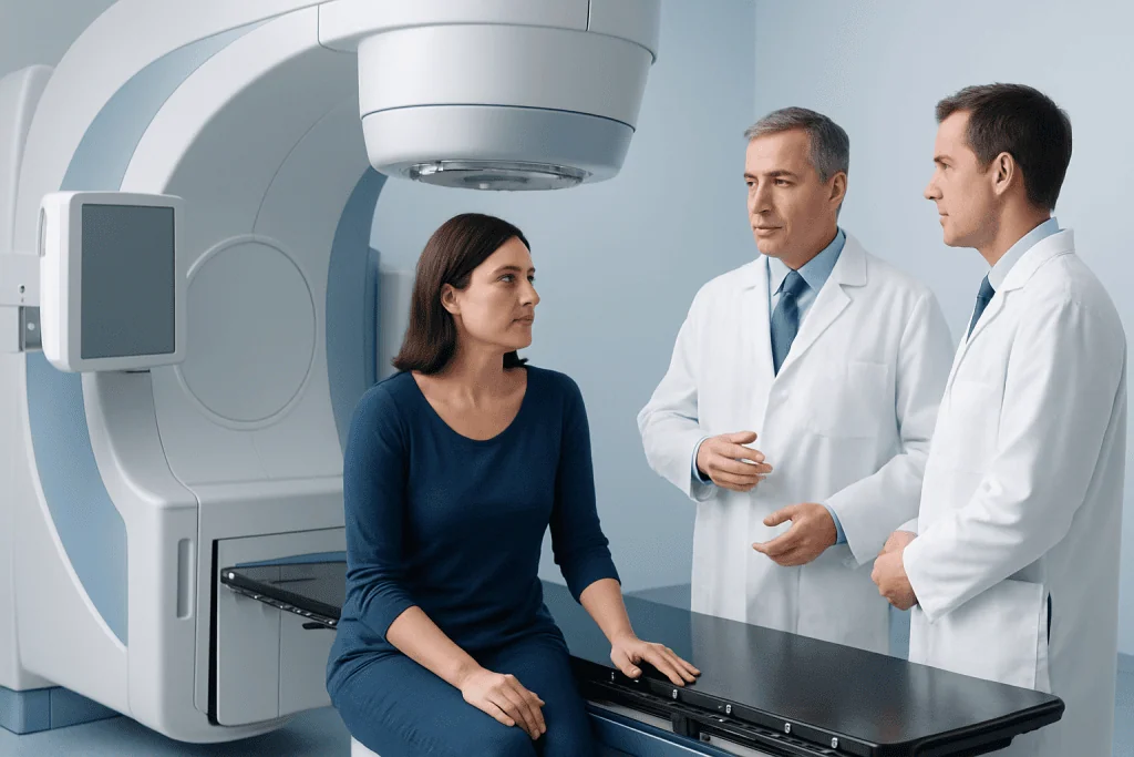 Patient undergoing medical imaging scan at Acibadem Hospital.