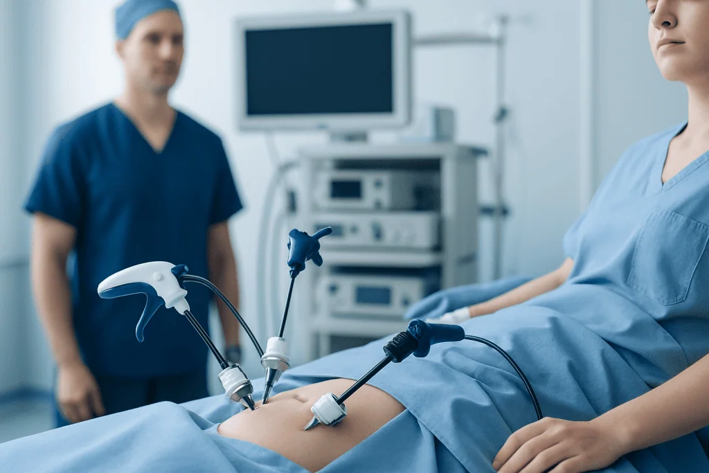 Laparoscopic bariatric surgery procedure in progress at Acibadem Hospital.