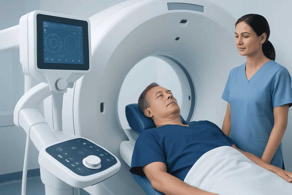 Patient undergoing a PSMA PET scan at Acibadem Hospital.