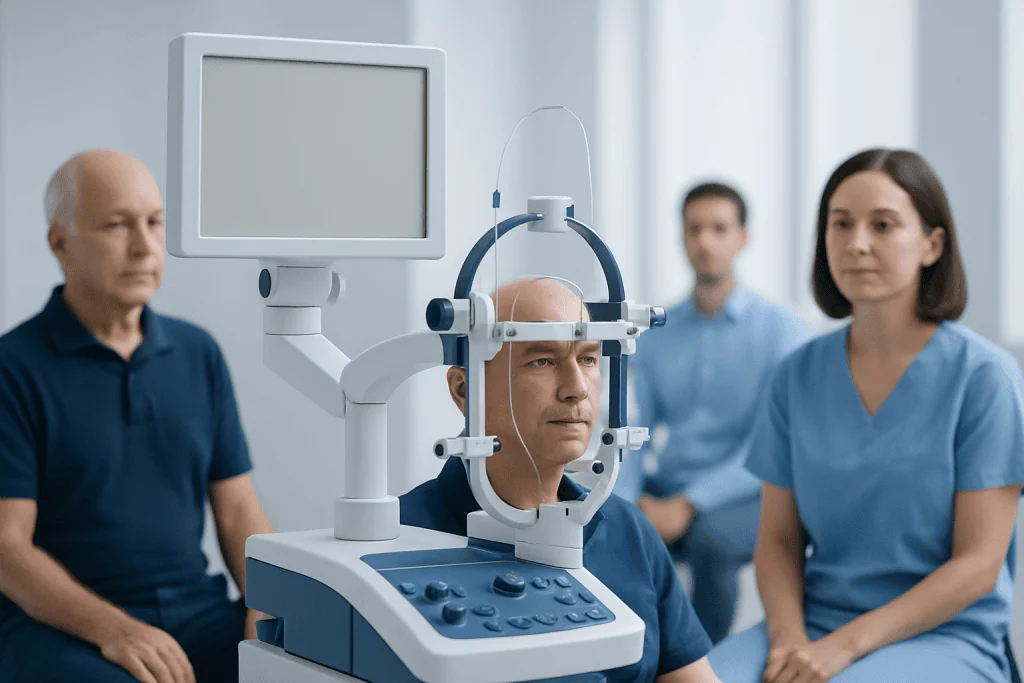Patient undergoing neuromodulation device assessment at Acibadem Hospital.