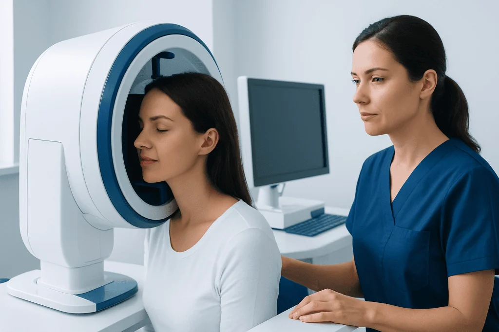 Optical coherence tomography eye scan at Acibadem Hospital.