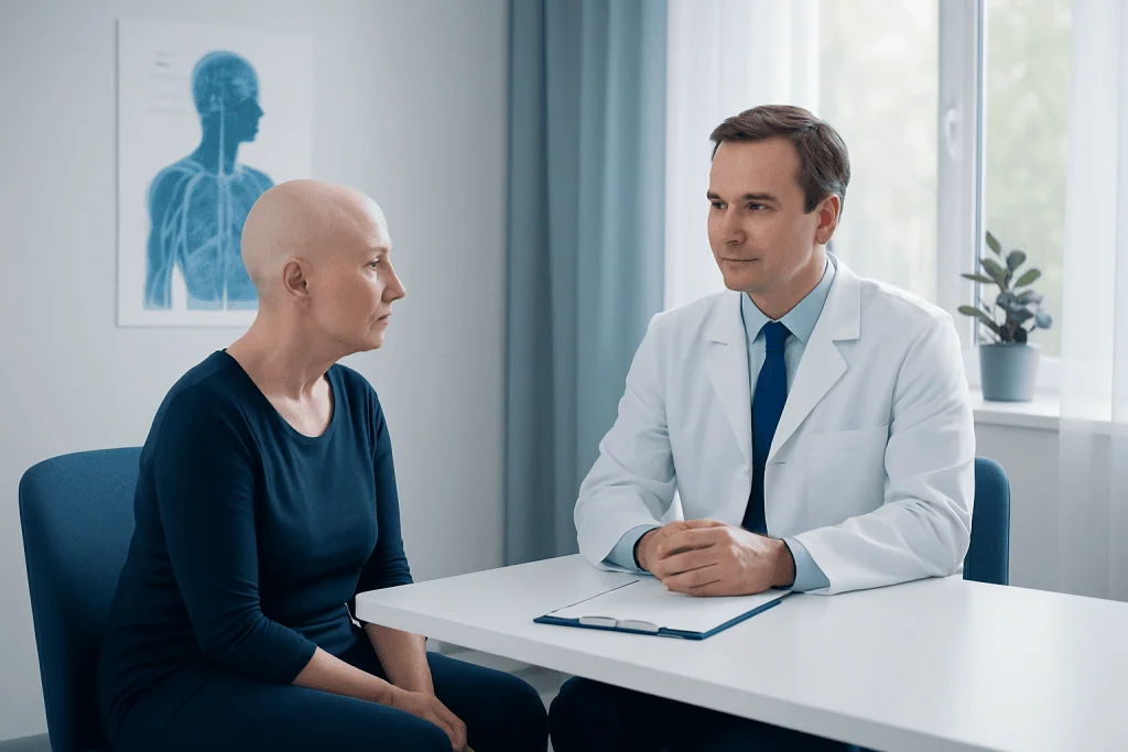 Doctor consulting with a patient in a medical office setting.