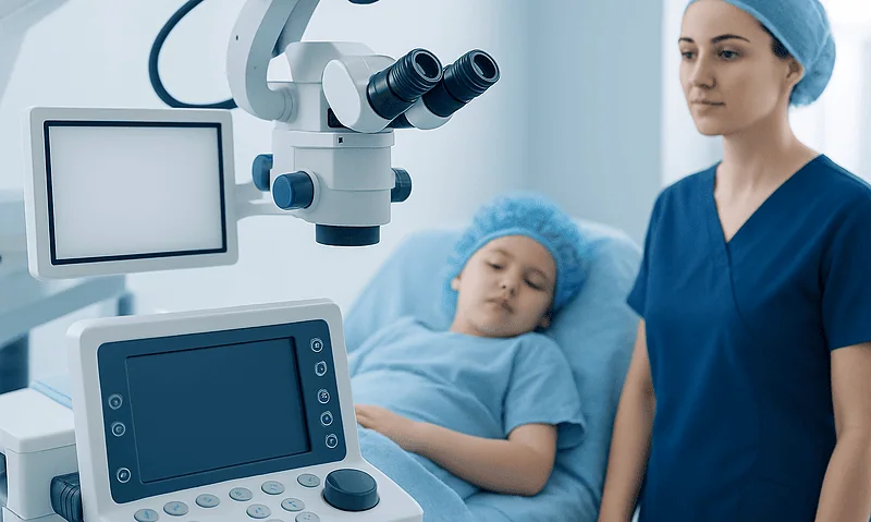 Pediatric epilepsy surgery consultation with advanced medical equipment.