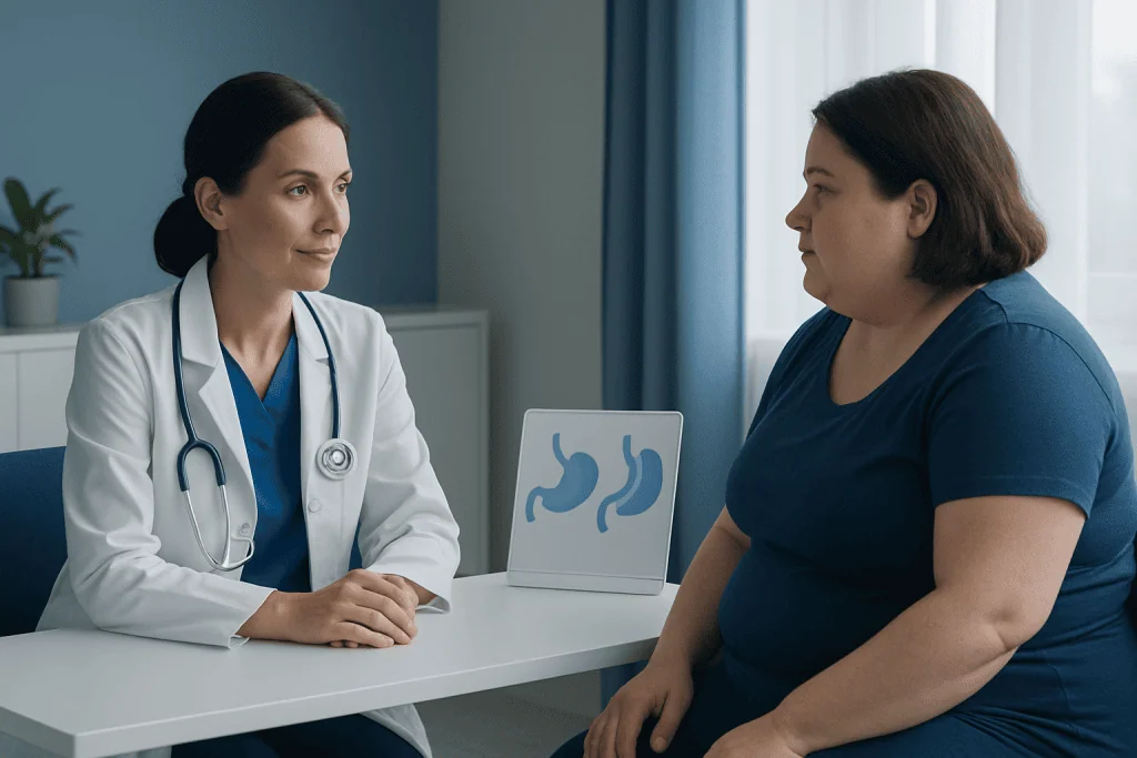 Doctor consulting with a patient about gastric health options at Acibadem Hospital.