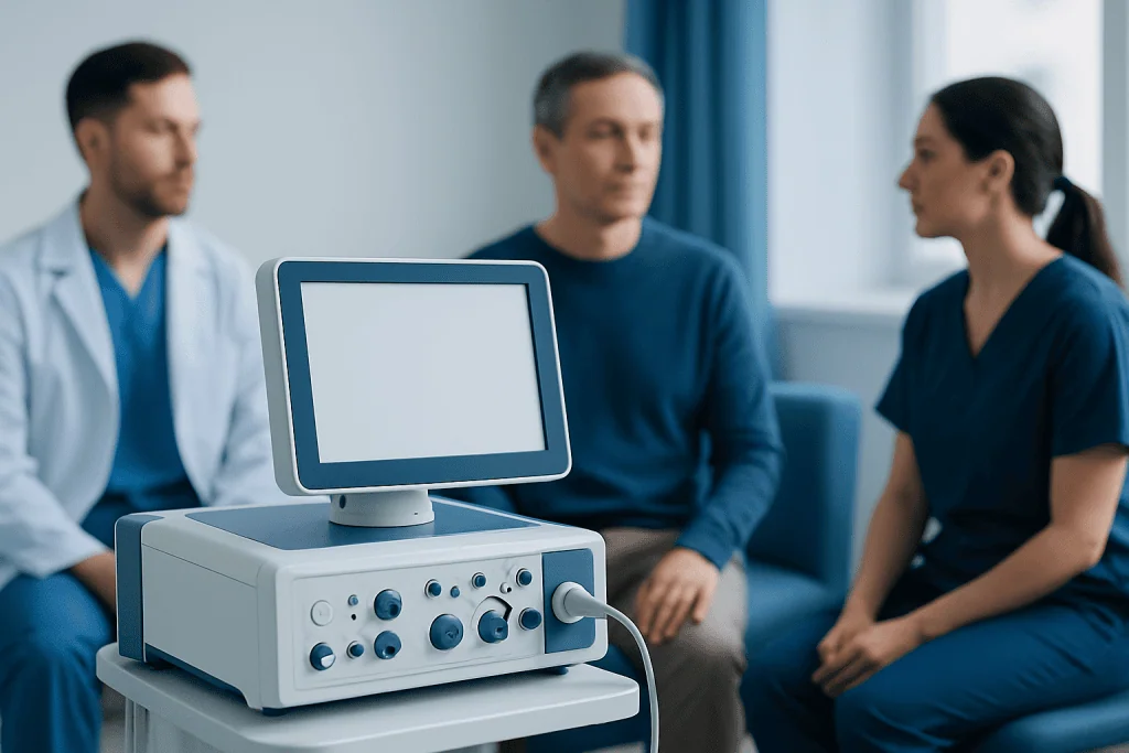Medical consultation with neuromodulation device at Acibadem Hospitals.