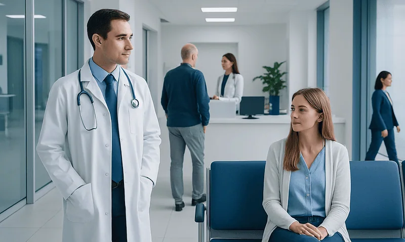 Antibiotics After Treatment in Turkey: Safe Use and Side Effects 14 Medical consultation in a modern hospital corridor with doctors and patients.