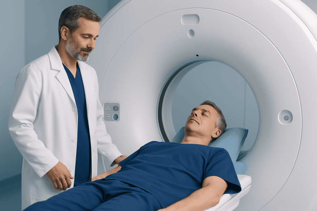 Patient undergoing cardiac CT scan at Acibadem Hospital.