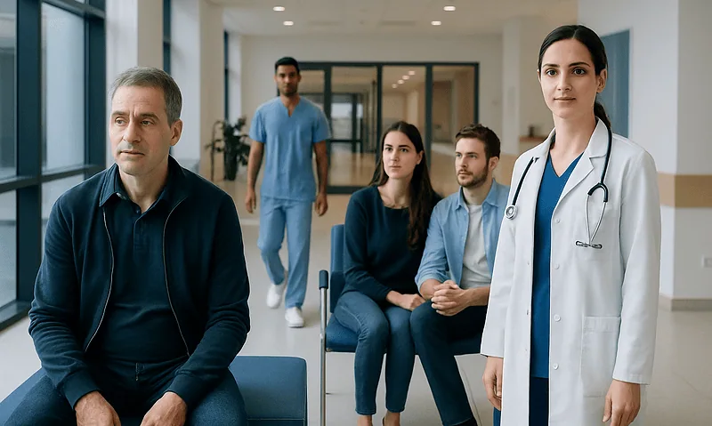Medical consultation at Acibadem Hospital with healthcare professionals and patient.