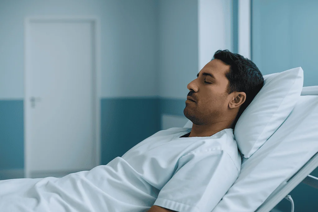 Why Patients Are Finding New Hope Through Proton Therapy for Better Long Term Recovery 1 Patient resting in hospital bed after proton therapy treatment.