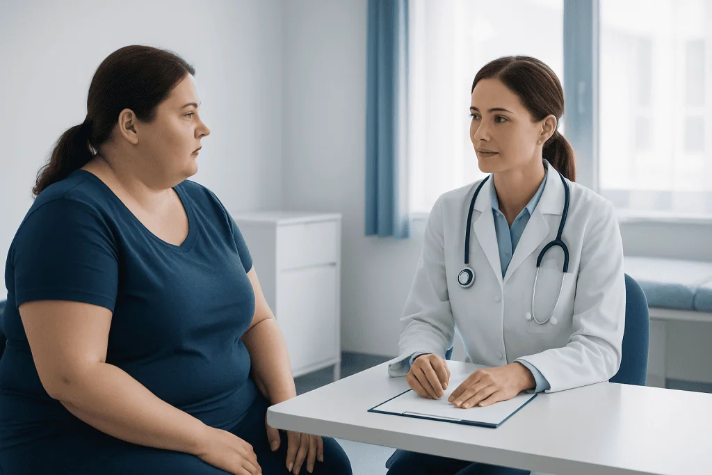 Doctor consulting with a patient in a medical office at Acibadem Hospitals Group.