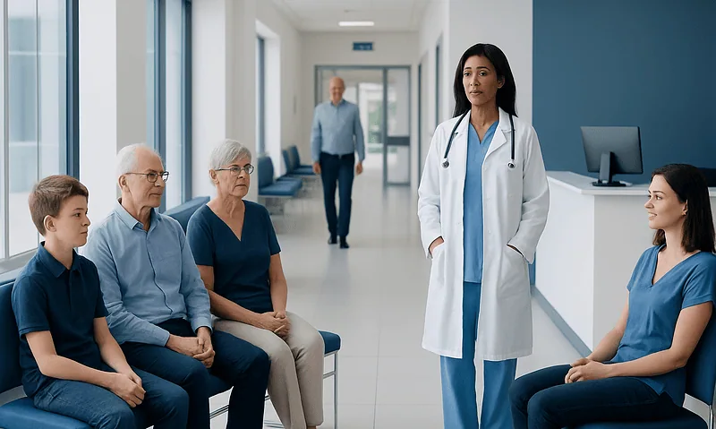 Normal Liver enzymes (ALT and AST) by Age: Charts, Ranges, and What Your Numbers Mean 14 Doctor consulting elderly patients in hospital corridor.