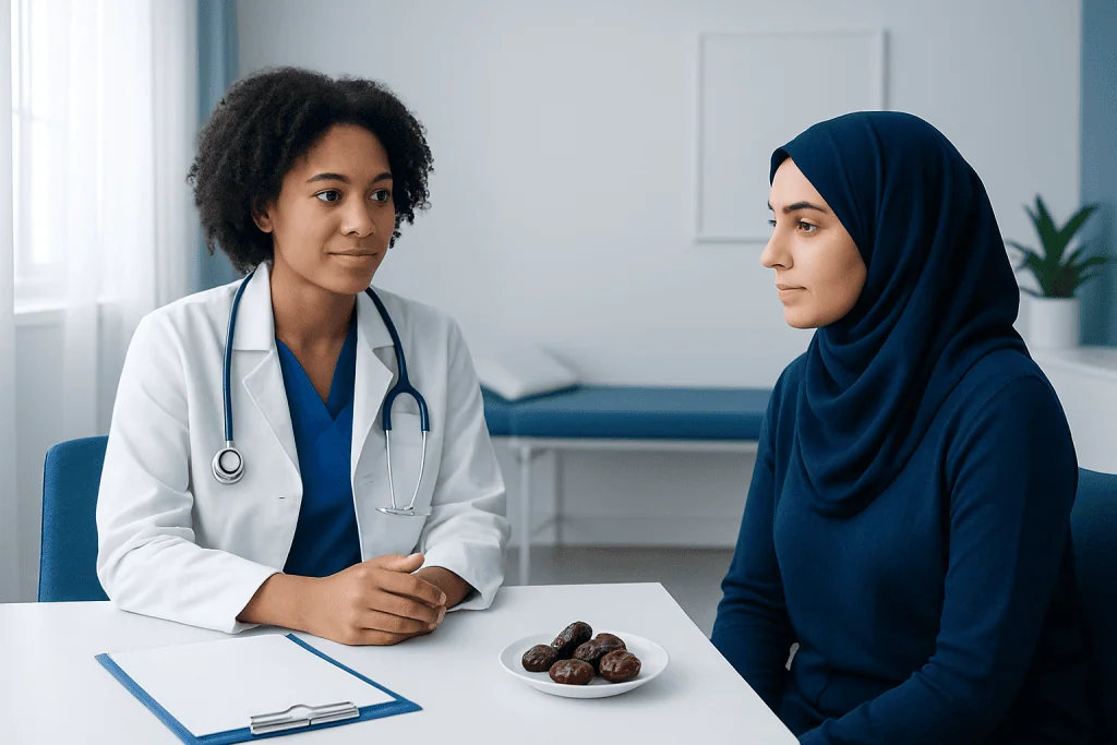 Doctor consulting a patient in a medical office at Acibadem Hospitals Group.